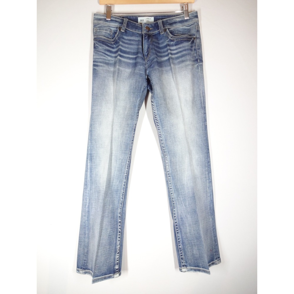 BKE Stella Bootcut Jeans Mens 29 Blue Slim Fit Low Rise Whiskered Y2K Western
